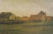Farmhouses in Loosduinen at The Hague in the dawn, Vincent Van Gogh